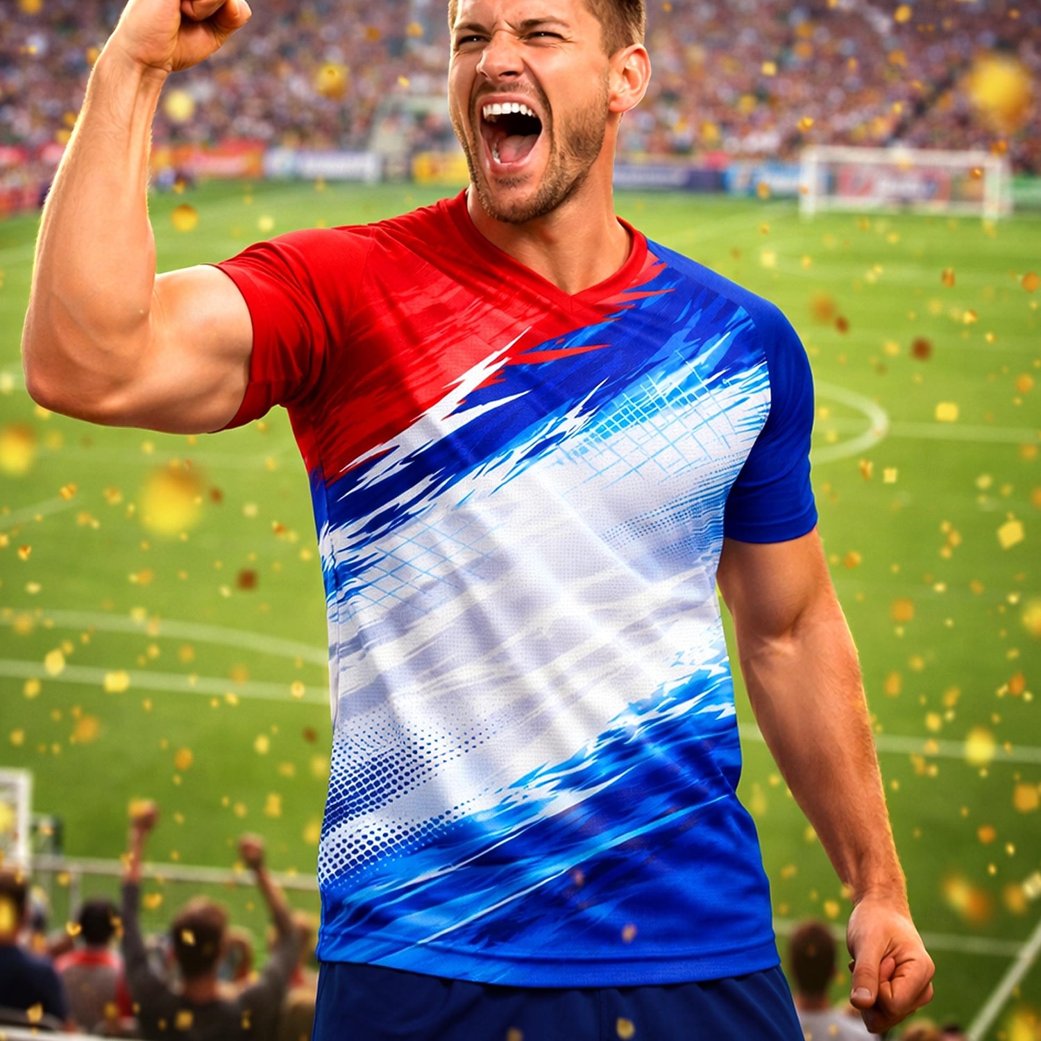 Men's Soccer Jersey USA Style Color Block Red Blue Independence Day Athletic Short Sleeve T-Shirt UPF 50 Quick Dry Breathable mesh fabric 2026 Soccer Fan Tee Training Gym Running Sports 2026 - $18.99 –P1