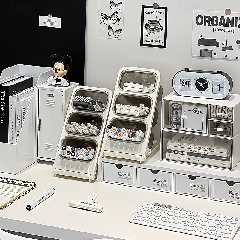 2 Schreibtisch-Aufbewahrungsboxen, Stiftehalter mit großem Fassungsvermögen, schräge Stiftebehälter für Schülerschreibtische, Organizer für Bürobedarf und Marker, Schreibtisch-Aufbewahrungsregale 2026 - $19.99 –P6