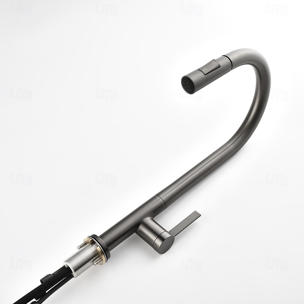 Кухонный смеситель с выдвижным распылителем, однорычажный смеситель с высоким изливом для мойки, прочная латунная конструкция, двухфункциональная распылительная головка, простая установка. 2026 - $216.99 –P48