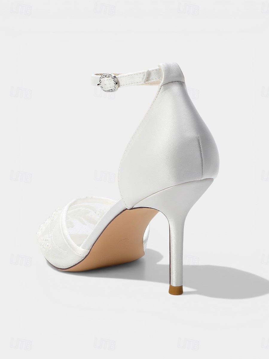 Sapatos de salto agulha bordados em azul marinho para mulheres – elegantes sapatos de festa com tira no tornozelo. de 2026 por $59.99 –P7