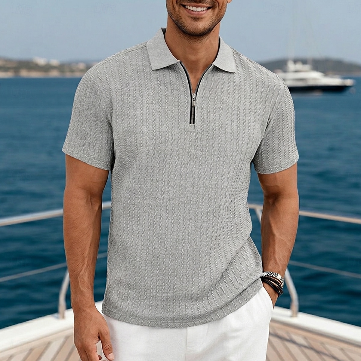 Men's Polo Polo Shirts Casual Daily Quarter Zip Short Sleeve Fashion ...