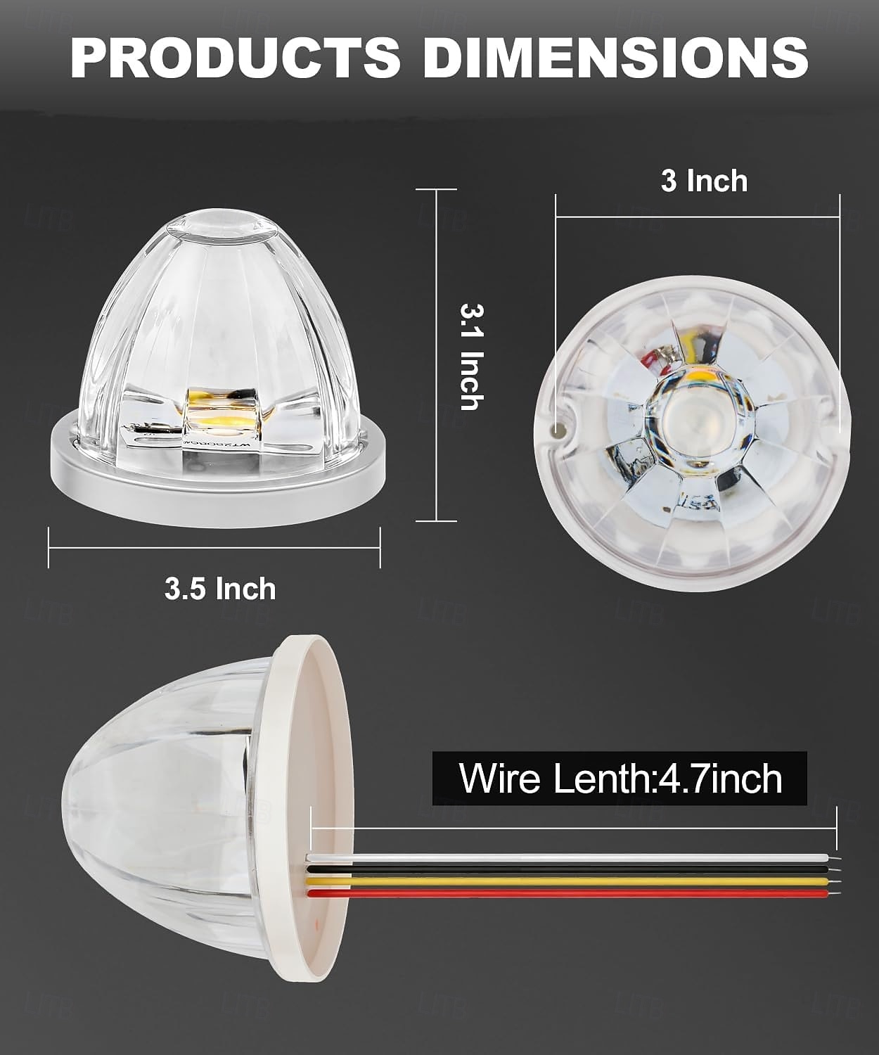 Zweifarbige LED-Wassermelonenlichter mit klarer Linse, konstant &Blitzlichter, Blinker zur Begrenzung des Fahrerhausdachs 2026 - $24.07 –P2