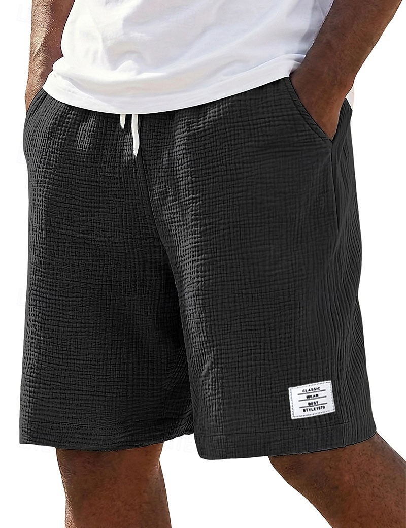 Voor heren Korte broek Linnen korte broek Zomer korte broeken Strandshorts Trekkoord Elastische taille Effen Comfort Ademend Knielengte Dagelijks Buiten Feestdagen Vakantie Modieus blauw Zwart 2026 - $25.99 –P2
