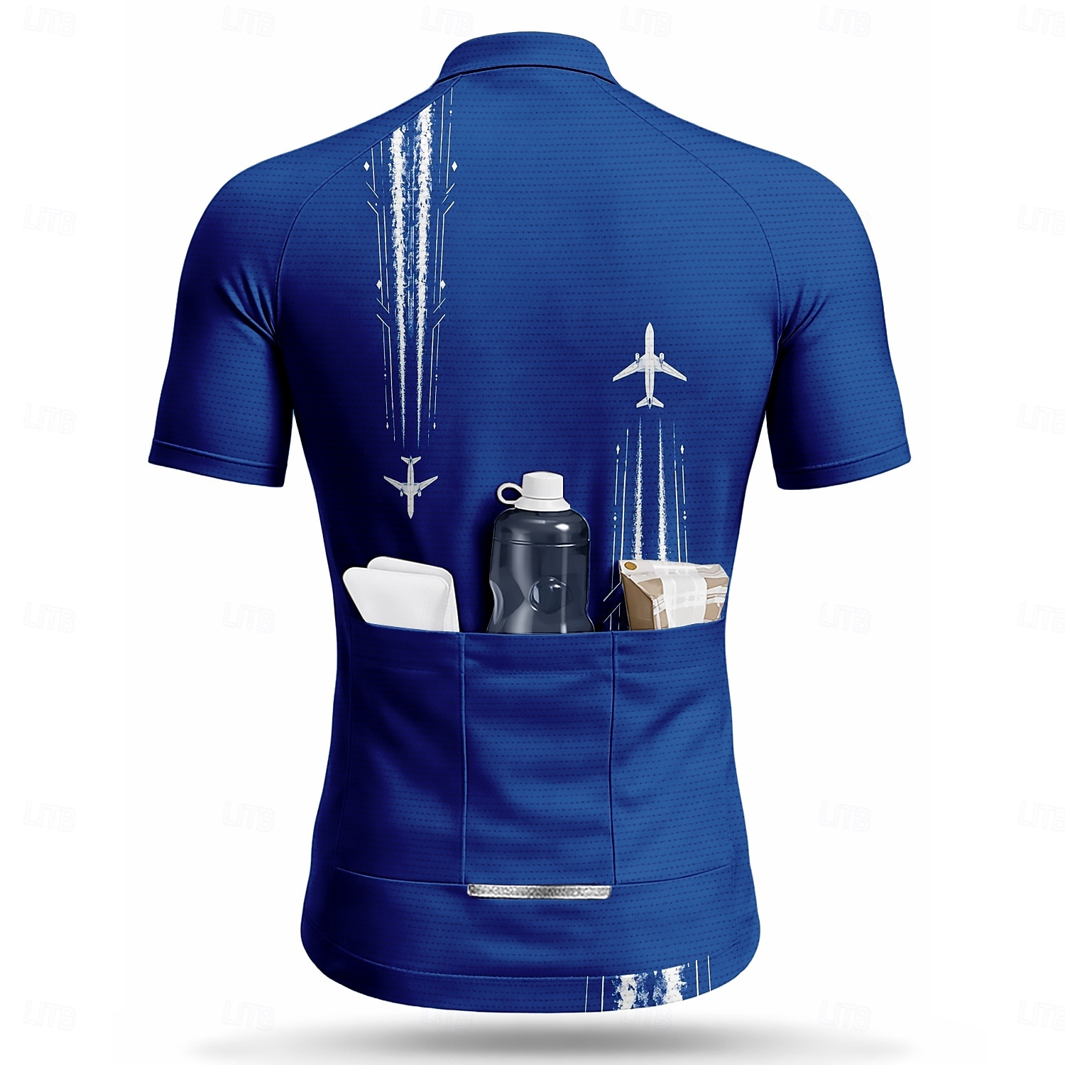 Herren Radtrikot Geometrisch Fahhrad Kurzarm Fahhrad Trikot Oberteil mit 3 Gesäßtaschen UV-beständig Schnelltrocknend Mit Taschen Frontreißverschluss Sport Blau Bekleidung 2026 - $28.99 –P2