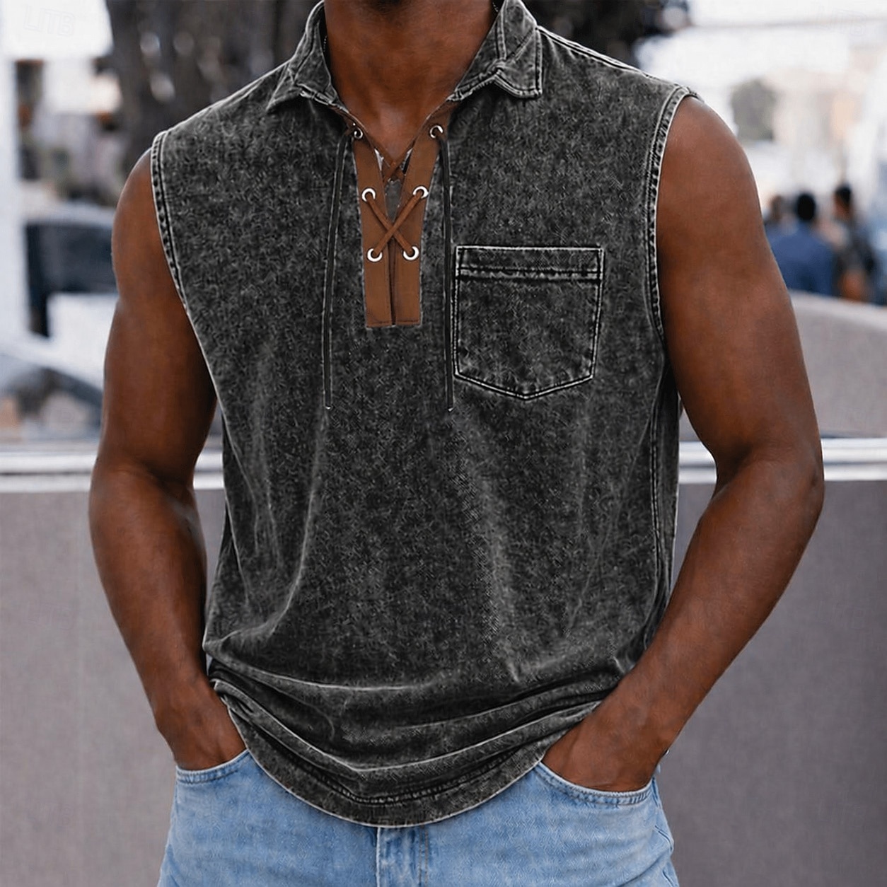 SoftFade™ Men's Polo Shirts 100% Cotton Acid Wash Shirt Casual Holiday Lace Up Neck Short Sleeve Fashion Basic Plain Vintage Plain Summer Spring Blue Black Pink Gray 2026 - $32.99 –P4