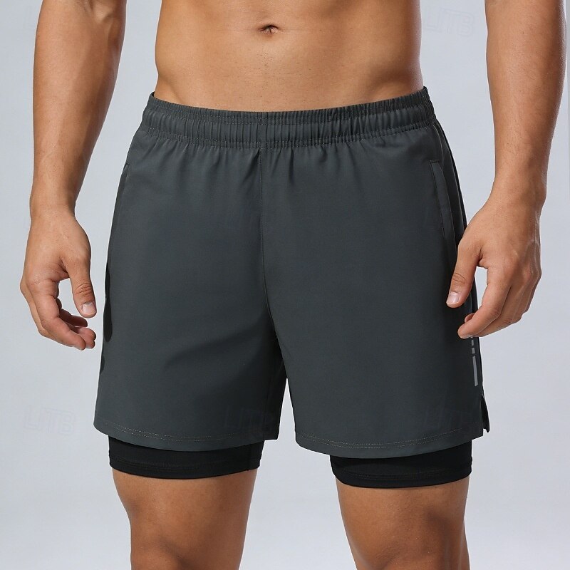 Homens Shorts de Corrida Calções atléticos Shorts de Academia Bolsos 2 em 1 Com forro de compressão Calção Casual Diário Esporte Verão Primavera Secagem Rápida Leve Pavio Humido Treino de Ginástica de 2026 por $20.99 –P2