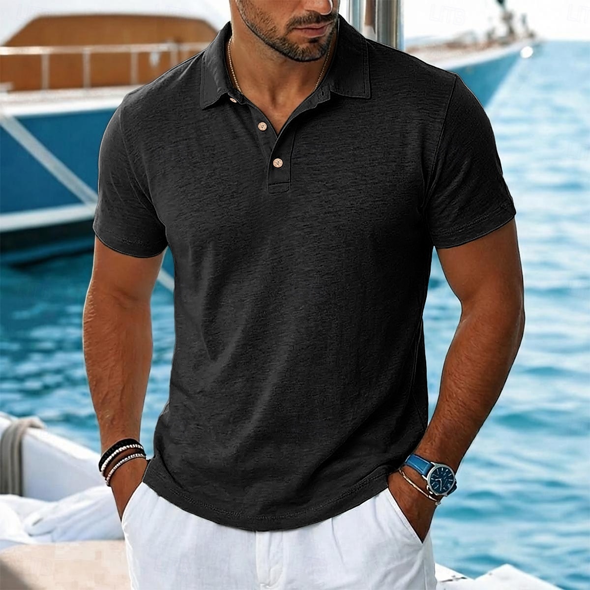Per uomo Camicia di lino Polo Casuale Vacanza Classico Manica Corta Vacanza Moda Semplice Testurizzato Bottoni Estate Primavera Vestibilità regolare azzurro cielo Nero Rosa Verde Azzurro Camicia di del 2026 a $20.99 –P8
