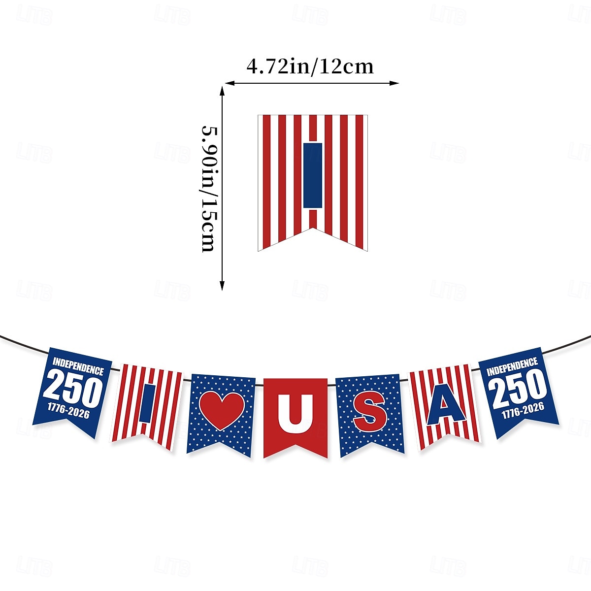 5 db-os csomag az USA 250. évfordulójának zászlófüzérére, függetlenség napjára, hazafias amerikai zászló partidekoráció, 1776-2026, piros-fehér &kék, születésnap &nyári ünnepség 2026 - $16.99 –P3