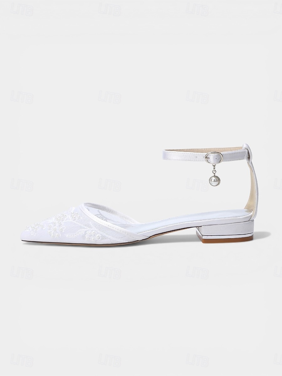 Women's Champagne Embroidered Ankle Strap Flats – Elegant Garden Party Dress Shoes 2026 - $64.99 –P3