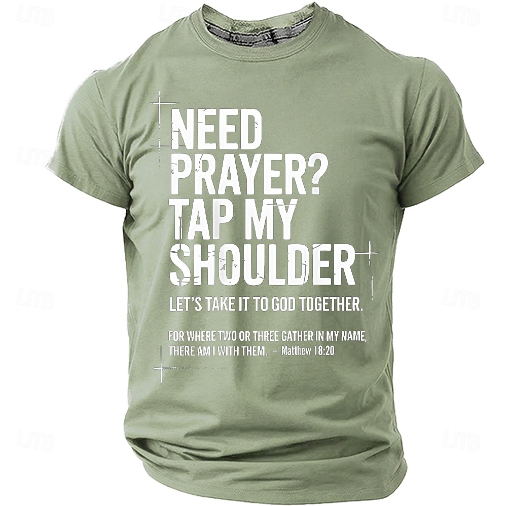 Pánská biblická potřebujete modlitbu klepněte mi na rameno Matouš 18 20 biblický verš křesťanské náboženské víry outreach T tričko grafické volnočasové krátký rukáv církevní oblečení ministerstva 2026 - $19.99 –P6