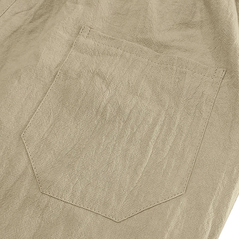 Bărbați Pantaloni scurți din in Pantaloni scurți de vară Pantaloni scurți de plajă Cordon Buzunar Talie elastică Culoare solida Confort Respirabil Lungime gambă Casual Zilnic Plajă Vacanță Modă Negru 2026 - $21.99 –P13