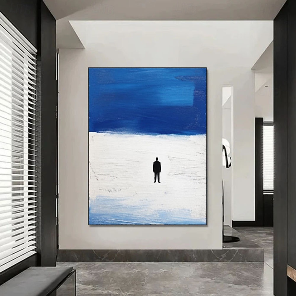 Minimalist Beach Art 100% Hand Painted Blue White Beach Oil Painting Modern Blue Landscape Home Decor Contemporary  Wall Art 2026 - $100.99 –P4