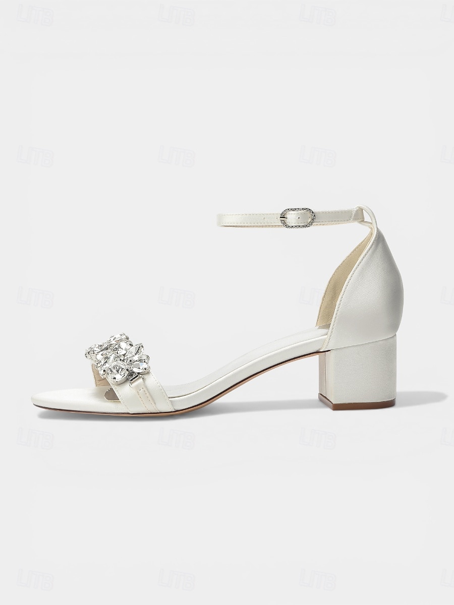 Damessandalen met dikke hak en nude strass-steentjes - elegante cocktailschoenen met enkelbandje 2026 - $59.99 –P4