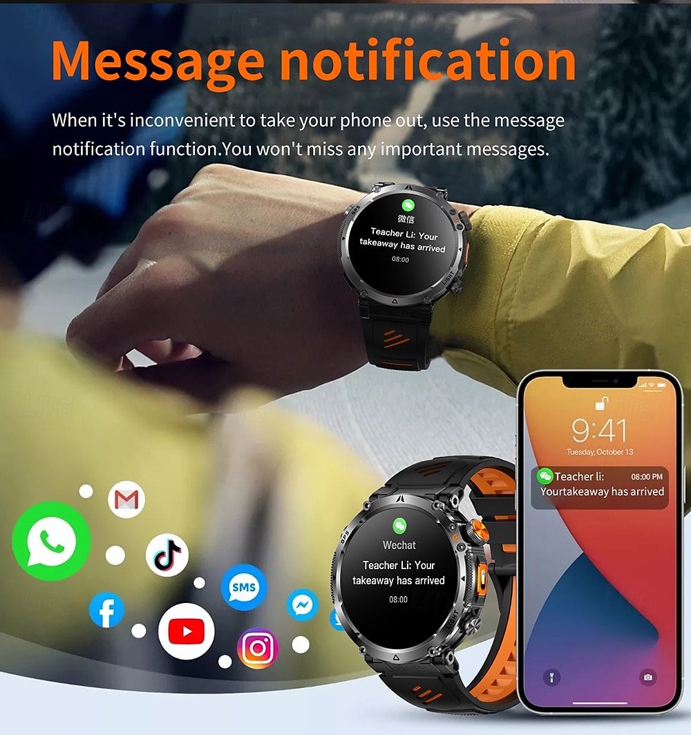 Rugged GPS Smart Watch for Men, Outdoor Sports Watch with 6 Satellite Positioning Systems, Trajectory Return Tracking for Mountaineering Hiking, Heart Rate SpO2 Monitor, Waterproof Metal Band Watch 2026 - $57.99 –P13