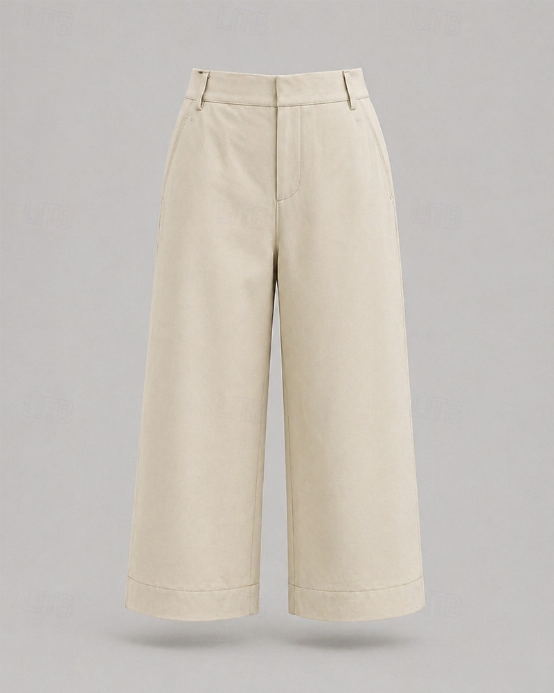 Women's Wide Leg Chinos Vacation Full Length High Waist Comfortable Micro-elastic Daily White Navy Blue khaki Summer Spring Loose Fit 2026 - $44.99 –P11