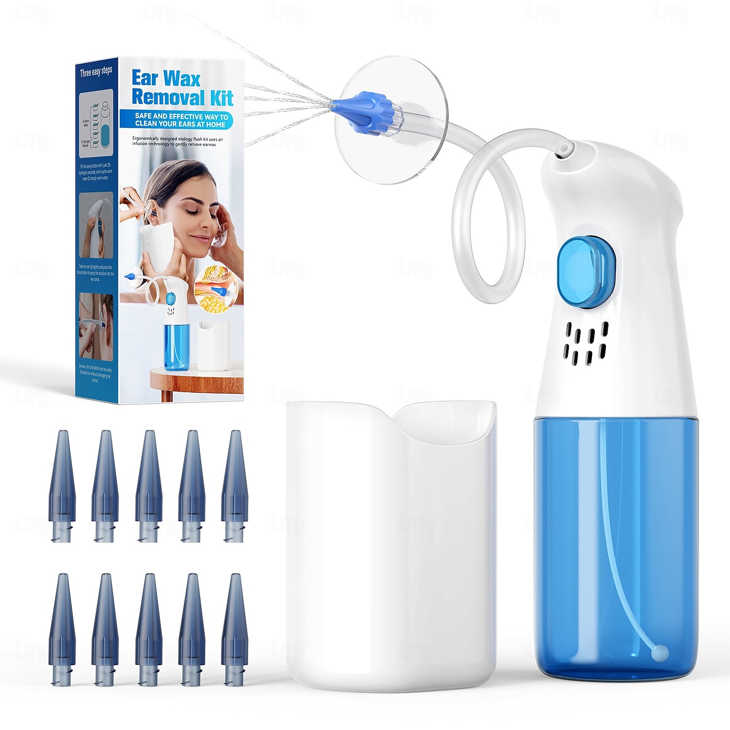 Complete Ear Wax Removal Kit, Manual Ear Irrigation System with Spray ...