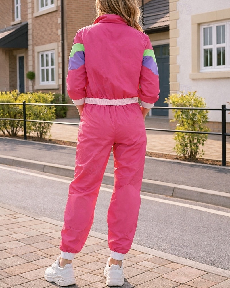 Dámské Fotbalové léto Sportovní oblečení z 80. let Globální shoda Šňůrky Vydutý Barevné bloky sako Sportovní oblečení sada Léto Jaro Červená Modrá Cvičení v tělocvičně Běhání Běh Voděodoln 2026 - $43.99 –P2