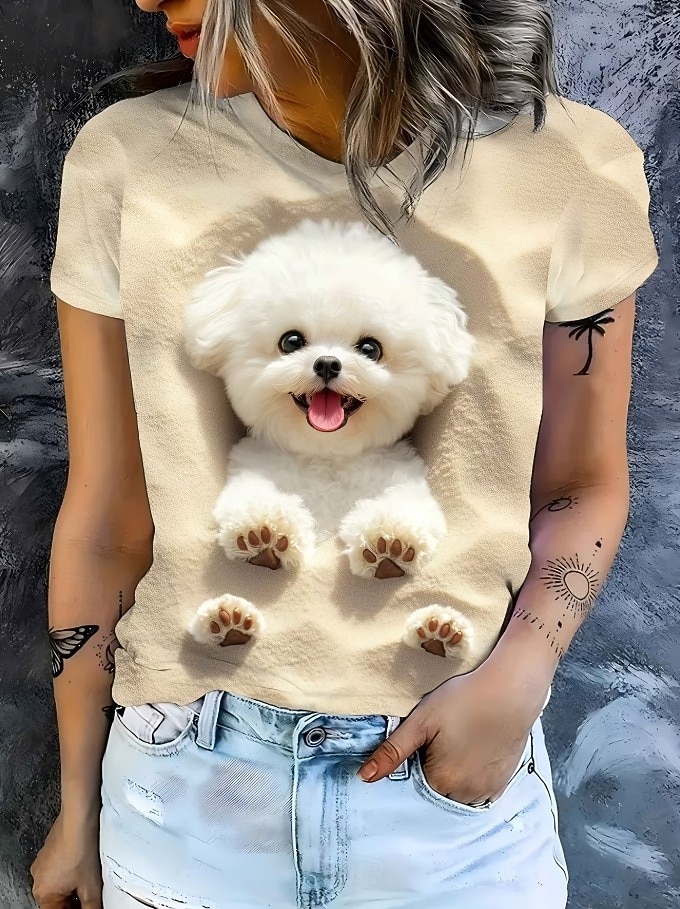 Easter Women's T Shirt Print Graphic Animal Cartoon Fashion Stylish Classic Short Sleeve Crew Neck Regular Tops Casual Daily Weekend Blue Light Beige Black Pink Purple Summer Spring 2026 - $21.99 –P8
