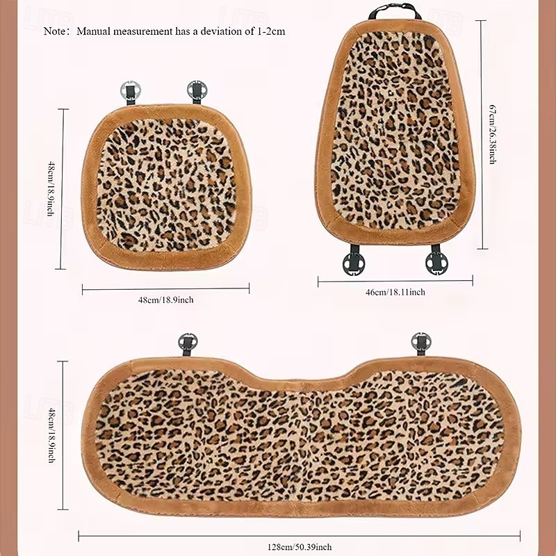 Leopard Print Car Seat Covers Set, Cute Plush Faux Fur Car Interior Decor for Women Girls, Flower Lumbar Support Pillow, Steering Wheel Cover, Seat Belt Covers, Aesthetic Cheetah Decor 2026 - $19.99 –P11