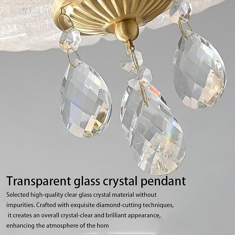Modern Minimalist Round Dome Glass Crystal Full Copper Chandeliers 2/3/4 Light E14 Flush Mount Ceiling Light For Bedroom 110-240V 2026 - $208.59 –P7