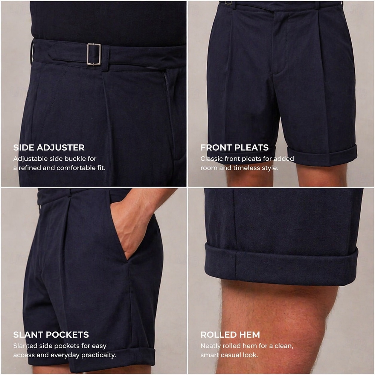Miesten Shortsit Mekko Shortsit Työshortsit Golfshortsit Perus Tavallinen Solid Color Mukavuus Hengittävä Polven yläpuolella liiketoiminta Toimisto Iltajuhlat Muoti Katutyyli Laivaston sininen 2026 - $39.99 –P2