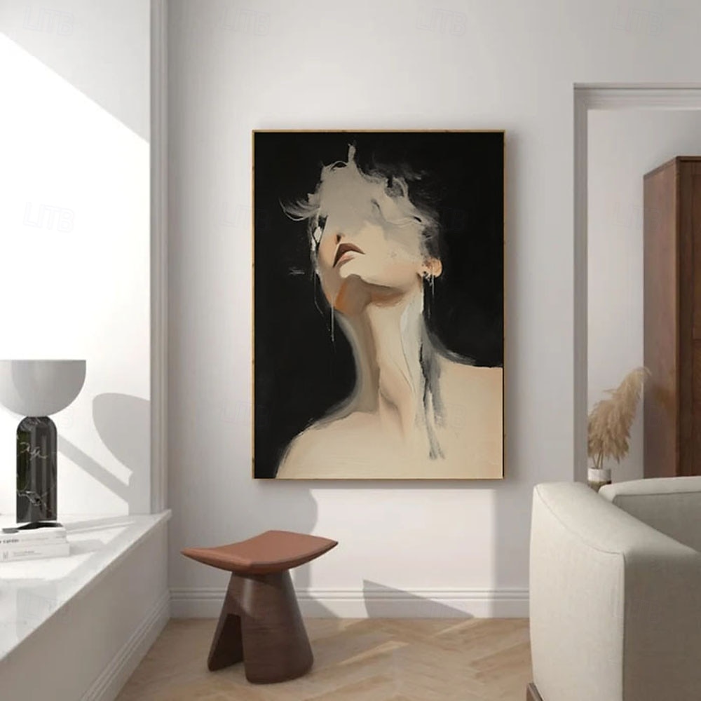 100% Handpainted Original Vague Texture Girl Wall Art Abstract Figure ...