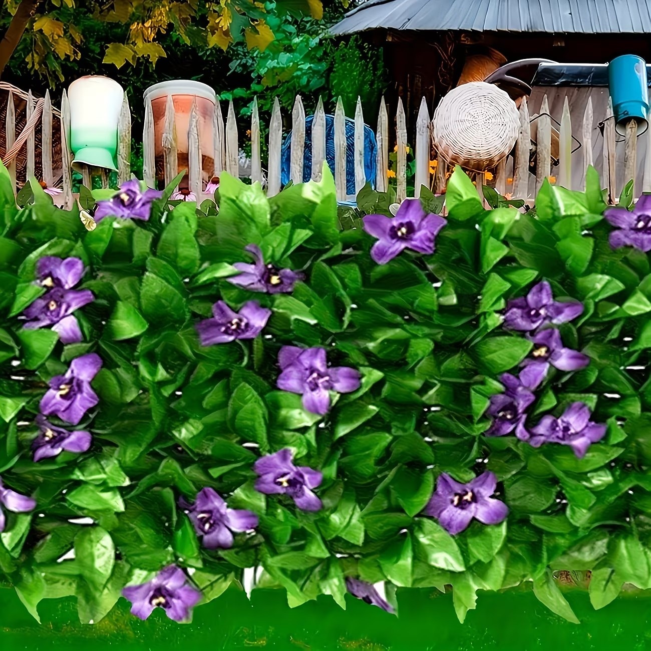 Expandable Artificial Ivy And Orchid Privacy Screen Fence With Realistic Green Leaves, Durable Wood-Plastic Material, Maintenance-Free Outdoor Garden Decoration, Ideal For Patio, Balcony, Backyard 2026 - $23.99 –P6