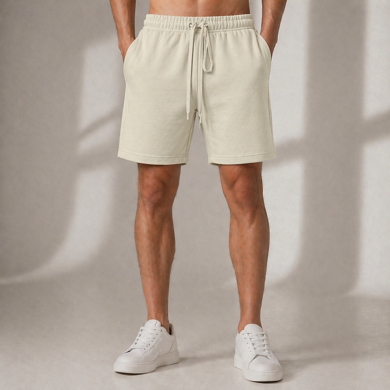 Men's Shorts Terry Fabric Sweat Shorts Beige 2026 - $45.99 –P1