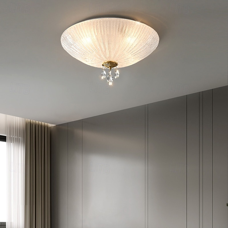 Modern Minimalist Round Dome Glass Crystal Full Copper Chandeliers 2/3/4 Light E14 Flush Mount Ceiling Light For Bedroom 110-240V 2026 - $208.59 –P4