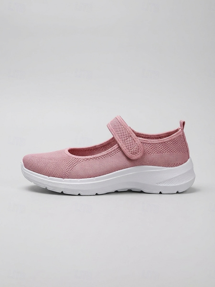 Zapatillas deportivas rosas de punto estilo Mary Jane para mujer, con correa ajustable, calzado cómodo y transpirable para uso diario, para caminar y para todo el día. 2026 - $19.99 –P6