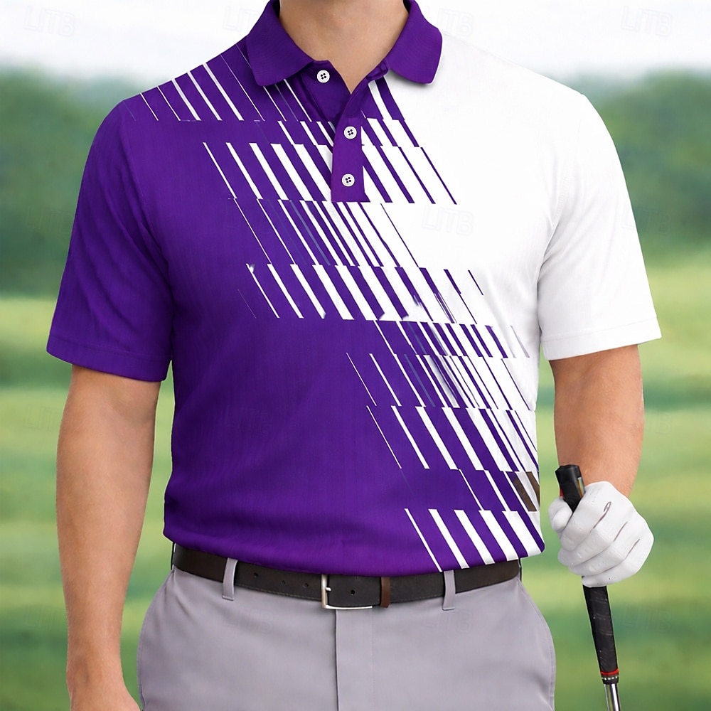 Hombre Geométrico Golf Camisetas polo deportivas Manga Corta Camisas de polo Camisas con cuello Casual Ropa Deportiva Ropa Cotidiana Impresión 3D Botones Verano Primavera Azul Piscina Morado Negro 2026 - $22.99 –P3