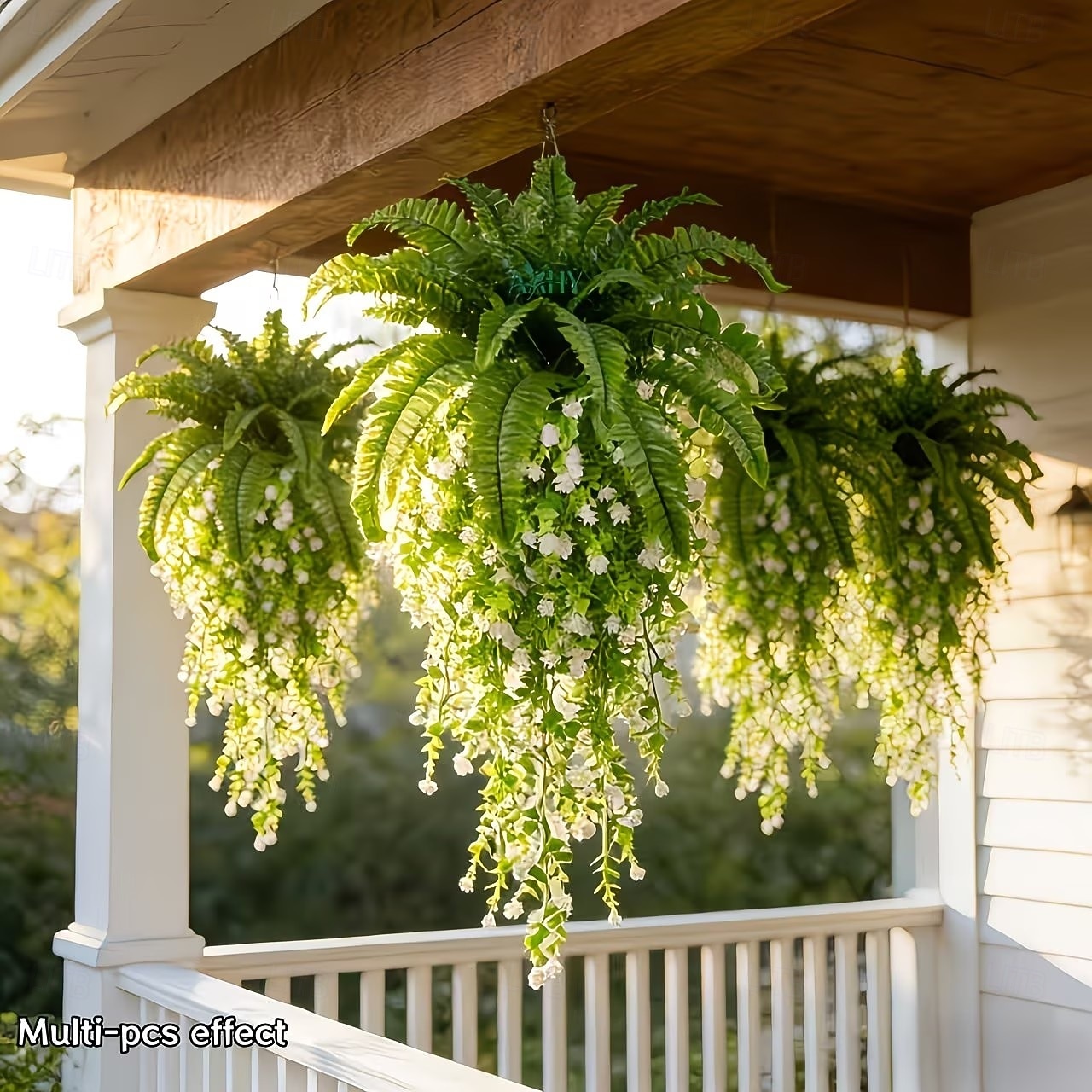 4 ks/sada umělých nástěnných závěsů s kamélií v kombinaci s bostonskými kapradinami, velká umělá venkovní zeleň a květiny, vhodné pro venkovní svatby, moderní zahradní dekorace 2026 - $19.99 –P3