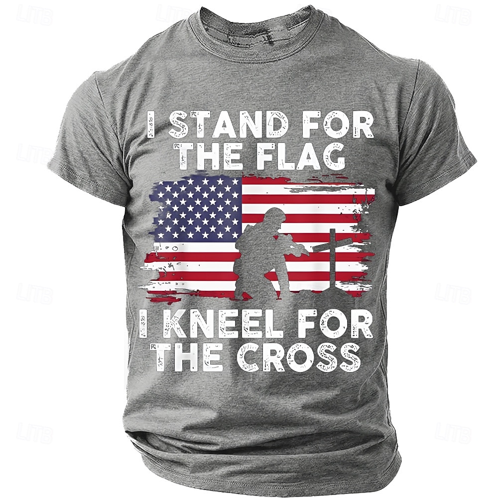 Memorial Day I Stand For The Flag I Kneel For The Cross Men's Bible American Flag Kneeling Soldier Christian Cross Patriotic Graphic T Shirt Vintage Casual Tee Designer Clothing Apparel 2026 - $18.99 –P8