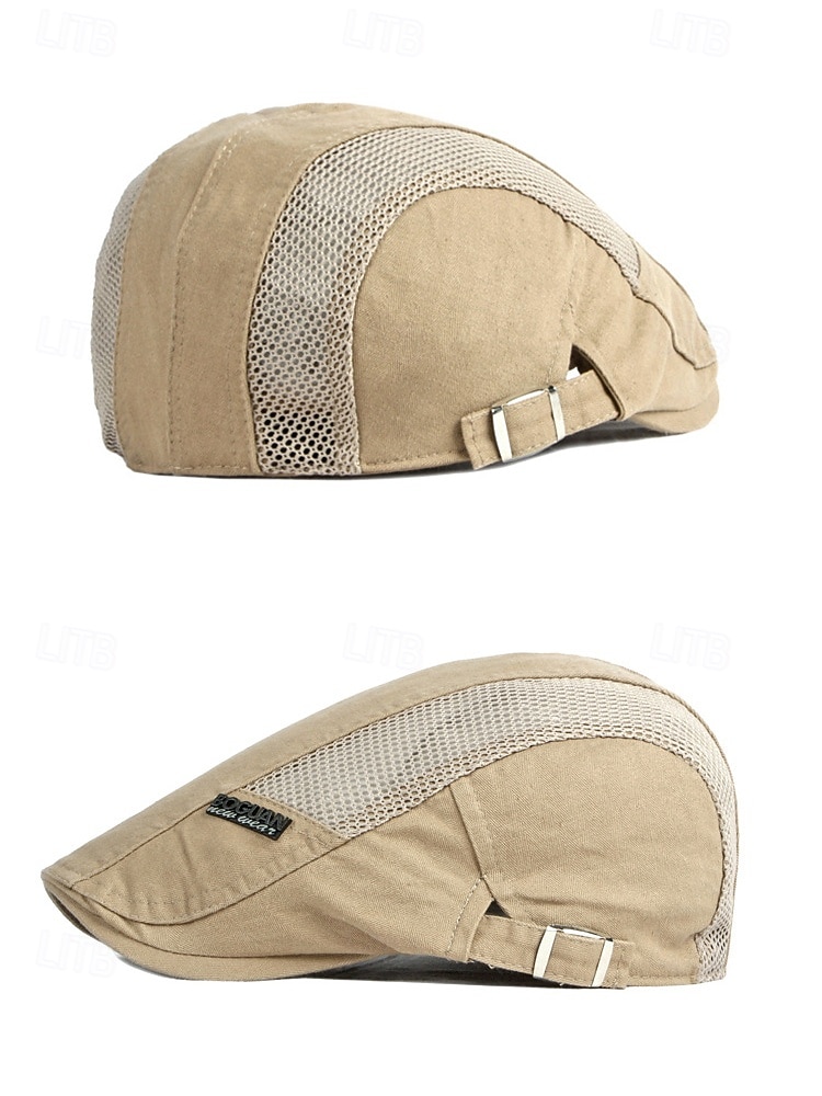 Berretto piatto da uomo in cotone a rete, regolabile e traspirante, modello newsboy ivy hat, ideale per l'uso quotidiano, le vacanze al mare, i viaggi e lo stile estivo all'aperto. del 2026 a $14.99 –P12