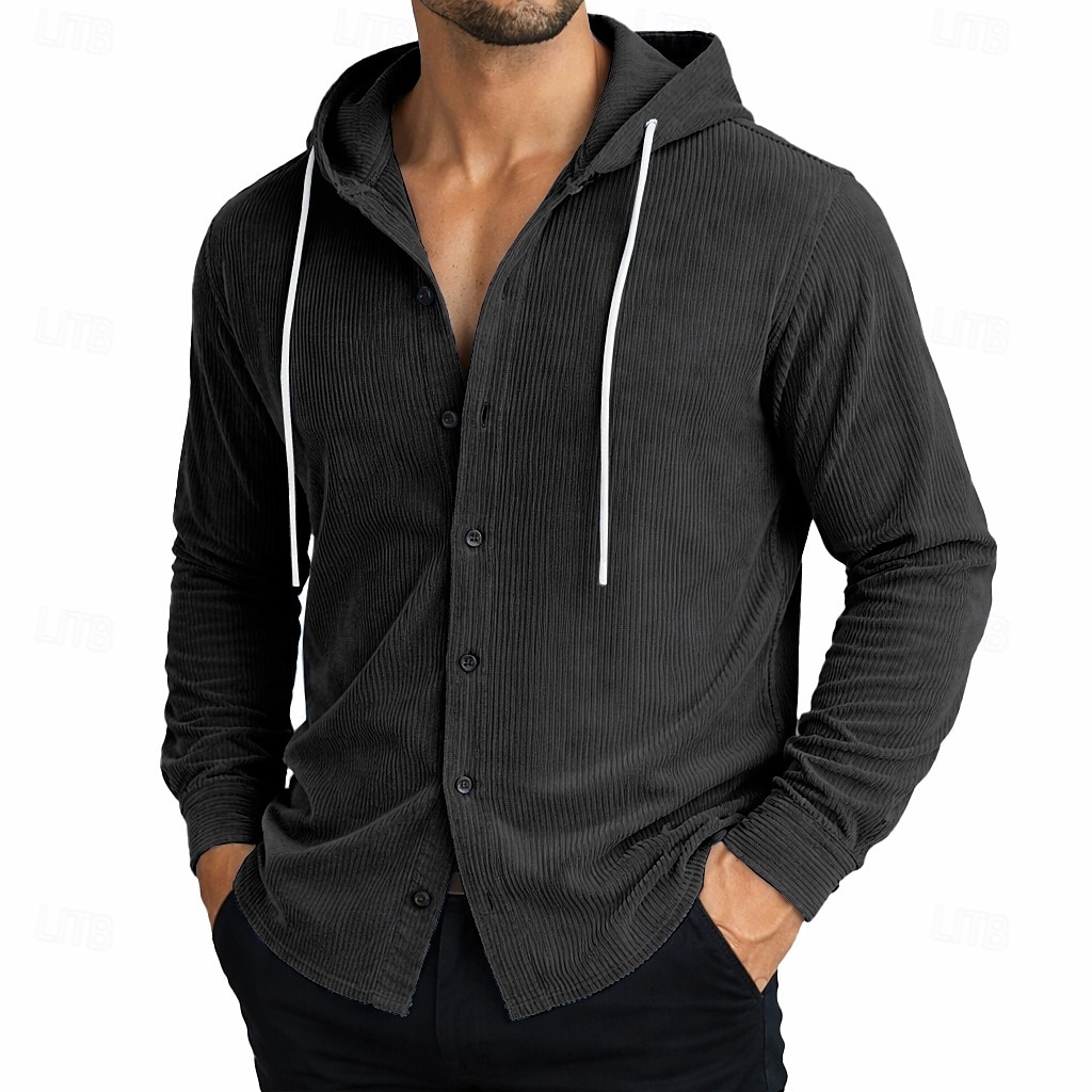 Hombre Camisa Camisa casual Camisa de Pana Abotonar la camisa Negro Blanco Verde Claro Rojo Azul Marino Manga Larga Plano Con Capucha Casual Diario Con Capucha Ropa Elegante Moda Casual 2026 - $31.99 –P6