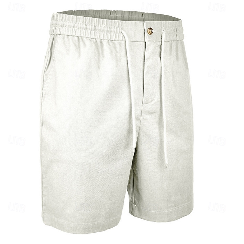 Men's Shorts Linen Shorts Summer Shorts Beach Shorts Drawstring Elastic Waist Plain Comfort Breathable Short Daily Outdoor Beach Vacation Fashion Blue Black Inelastic 2026 - $29.99 –P14