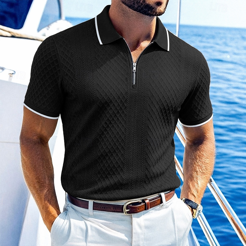 Miesten Polo Poolopaidat Kausaliteetti Katu Kauluskäänne Lyhythihainen Perus Moderni Geometrinen Tavallinen Kevyt Napit Kesä Kevät Loose Fit Musta Valkoinen Viini Laivaston sininen Tumman vihreä Khaki 2026 - $22.99 –P2