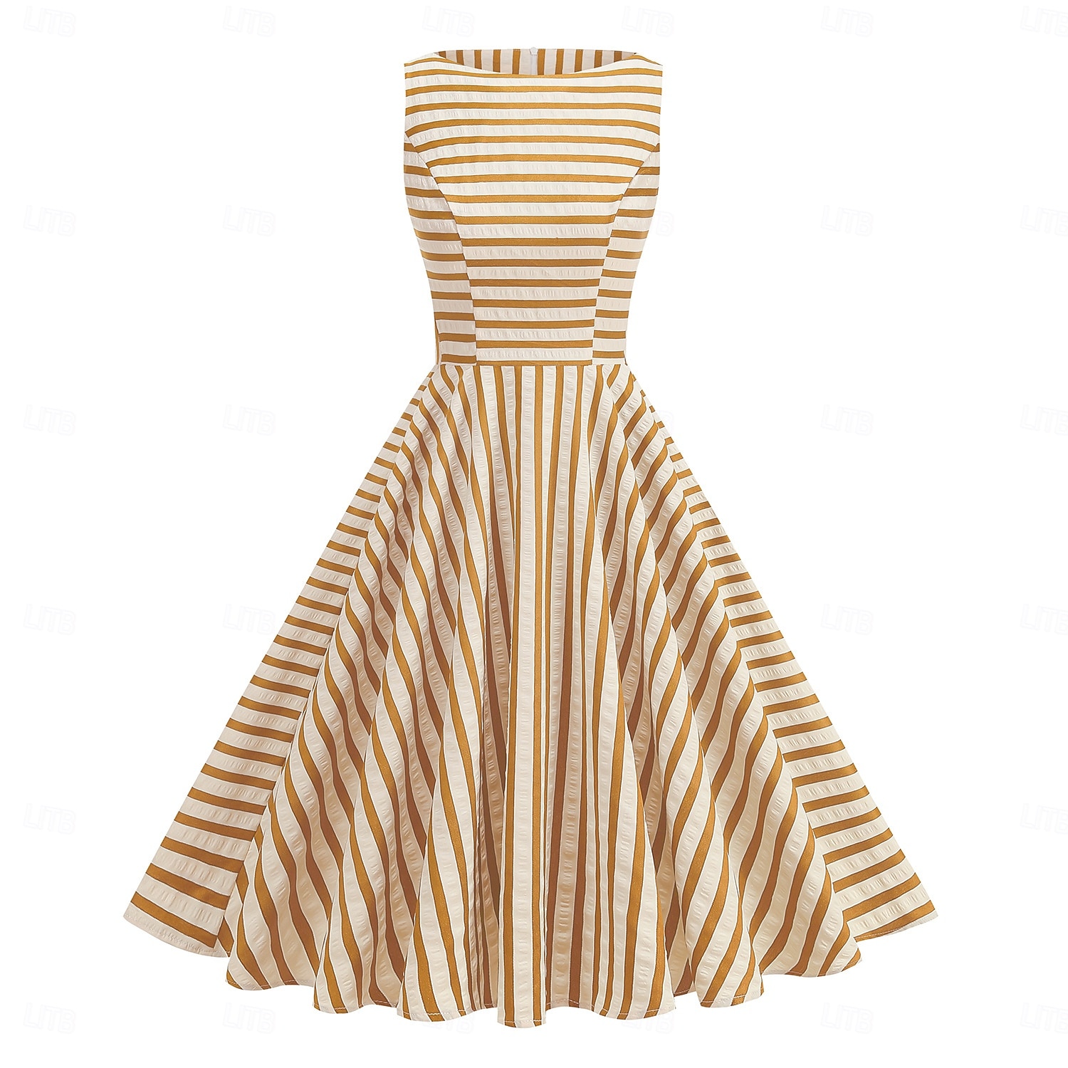 1950s Retro Vintage Midi Dress Swing Dress Flare Dress Sleeveless Striped Fit & Flare Swing Round Neck Fancy Dress Women's Carnival Casual Party Dailywear Adults' Dress Spring & Summer 2026 - $47.99 –P7