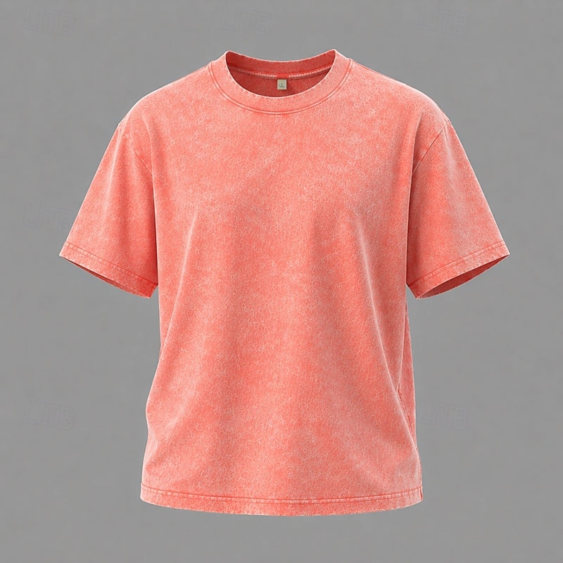 Tricou damă 100% bumbac, vintage, spălat, topuri, modă, stilat, clasic, mânecă scurtă, guler rotund, topuri lungi, casual, zilnic, plajă, trandafir, roșu, albastru, verde iarbă, negru, portocaliu, vară, primăvară 2026 - $21.99 –P3