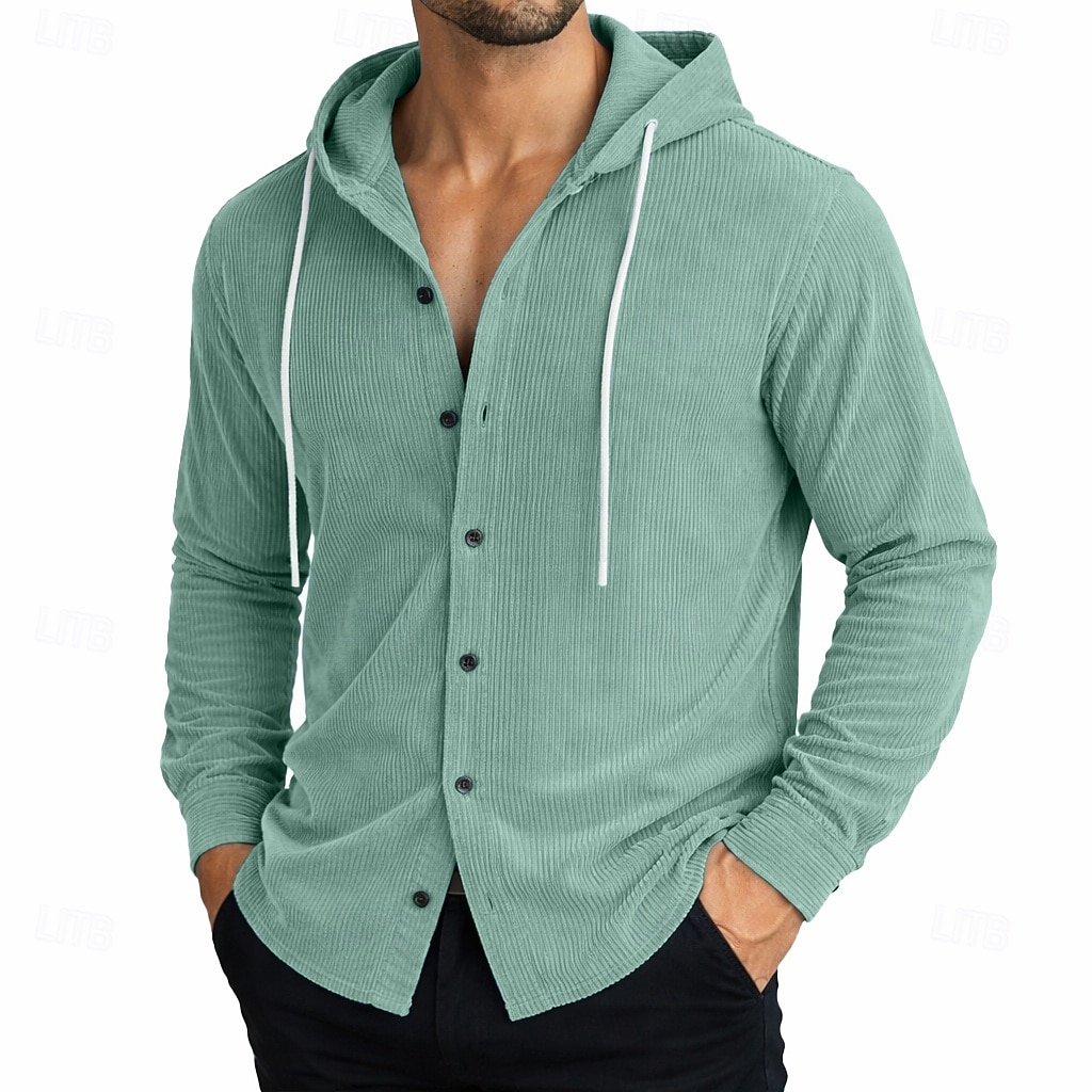 Hombre Camisa Camisa casual Camisa de Pana Abotonar la camisa Negro Blanco Verde Claro Rojo Azul Marino Manga Larga Plano Con Capucha Casual Diario Con Capucha Ropa Elegante Moda Casual 2026 - $31.99 –P8