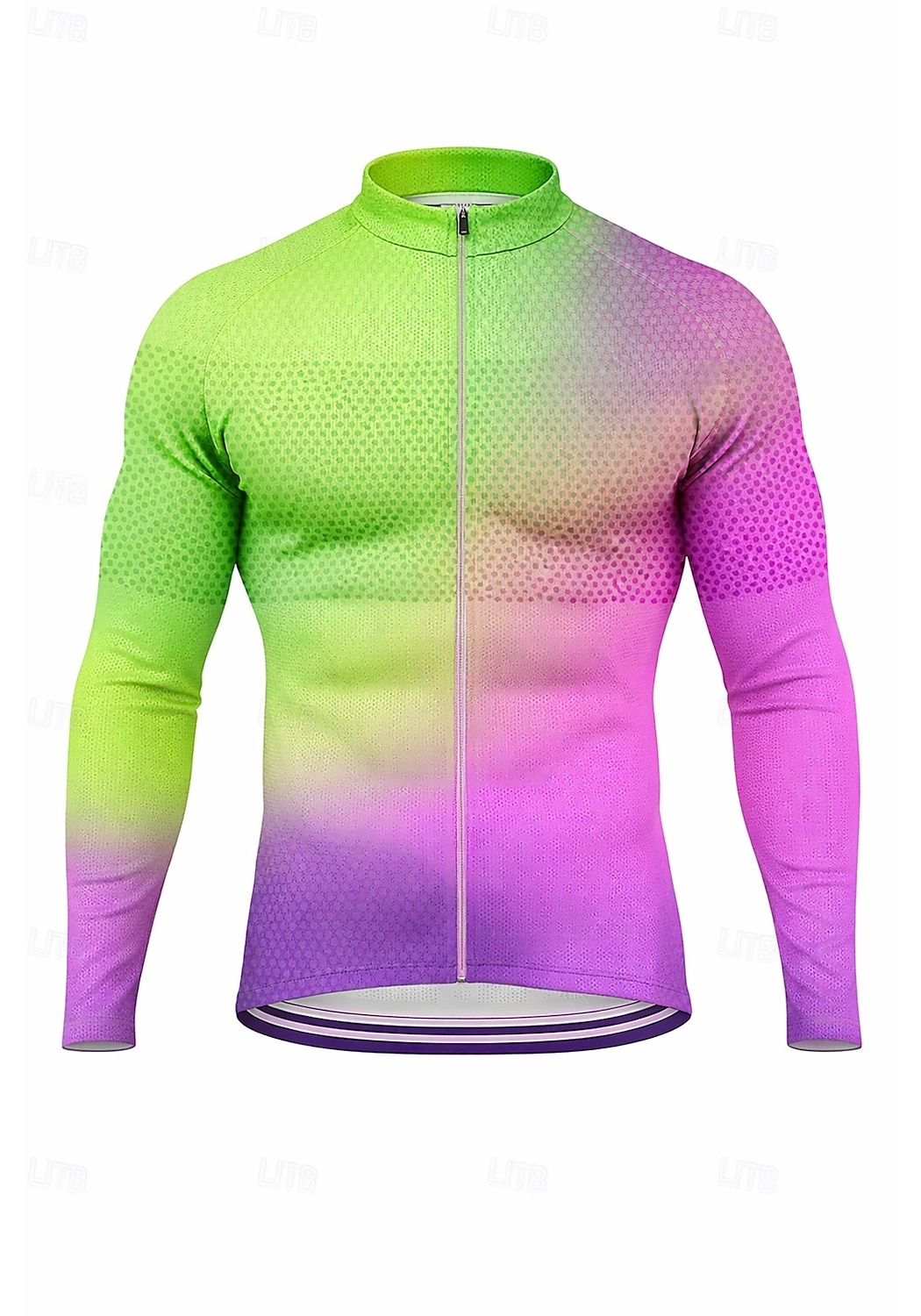 Herren Oberteile Radtrikot Ombre Grafik Farbverläufe Langarm Fahhrad Trikot Oberteil mit 3 Gesäßtaschen Sonne Sonnenschutz Schnelltrocknend Reflektierende Streifen Sport Purpur Orange Grün Bekleidung 2026 - $34.99 –P5