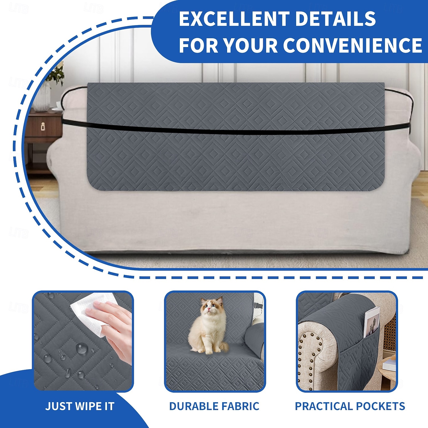 Водонепроницаемый нескользящий чехол для дивана для домашних животных, однотонный, защищает диван от мочи, моющийся чехол для мебели для собак и кошек. 2026 - $30.99 –P4