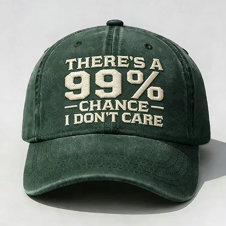 Er is 99% kans dat het me niet kan schelen - geborduurde baseballpet voor mannen en vrouwen, vintage gewassen katoenen pet met een verweerde look, verstelbare 'dad hat', casual outdoor sportpet, 2026 - $21.99 –P9