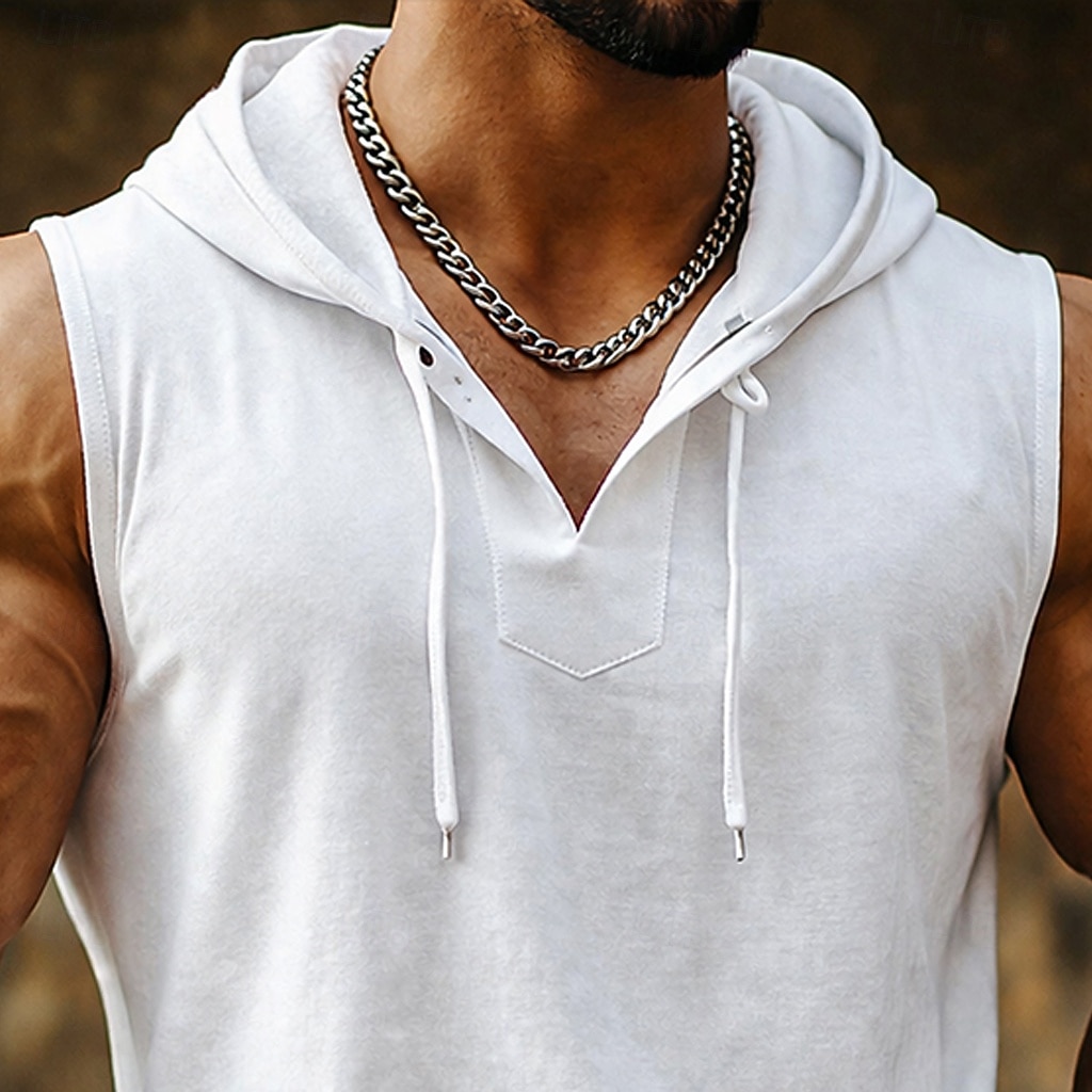 Herren Tank Top Weste Unterhemd Ärmelloses Shirt Ärmellos Mit Kapuze Sommer Einfach Mode Designer Lässig Mit Kapuze Lässig Outdoor Fitnessstudio Schwarz Weiß Gelb Top T-Shirt für Herren 2026 - $17.99 –P2