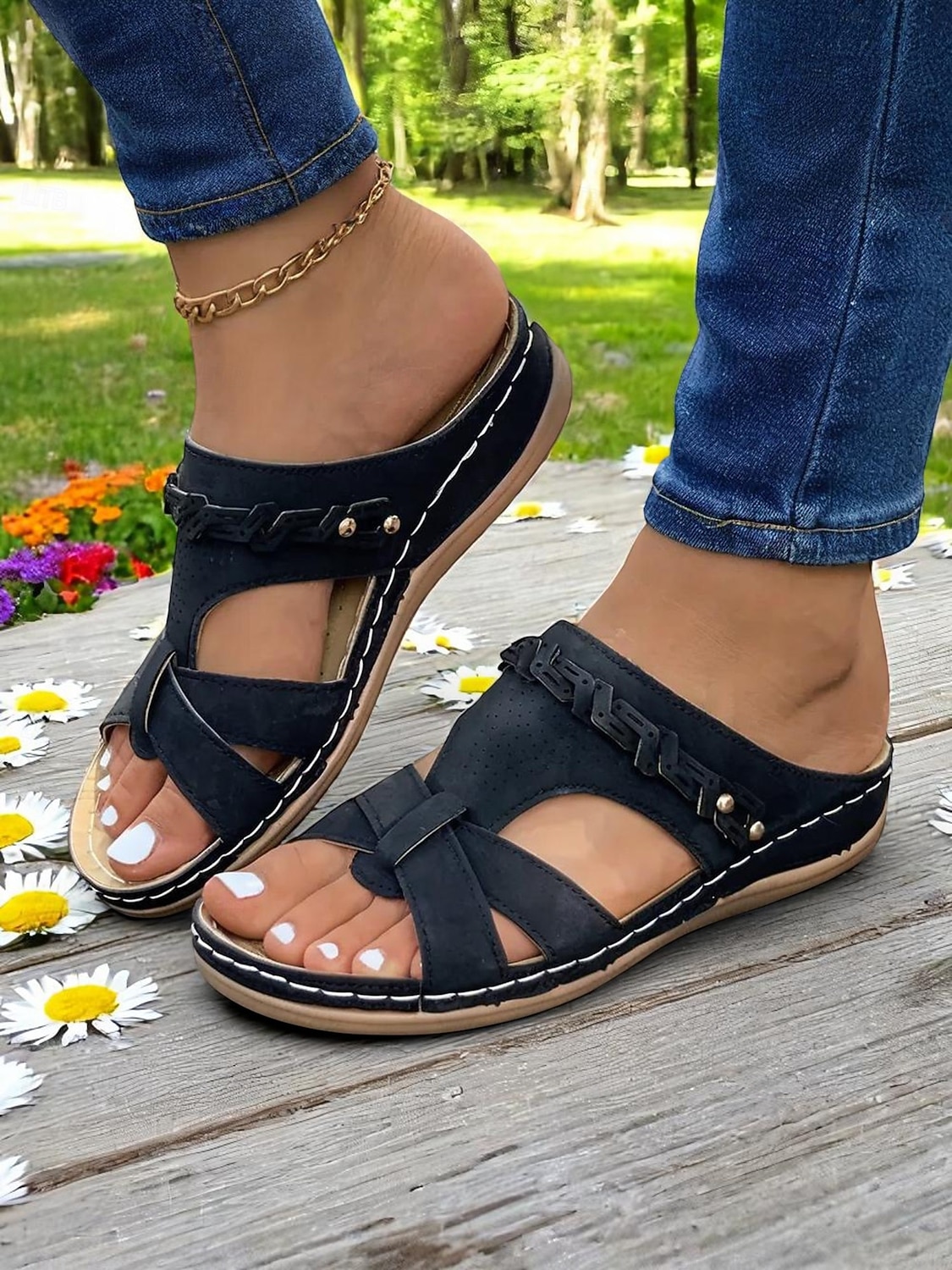 sandali comodi da donna – sandali rossi con cinturino largo e design a croce, ideali per passeggiate nel bosco e giornate di svago del 2026 a $24.99 –P1