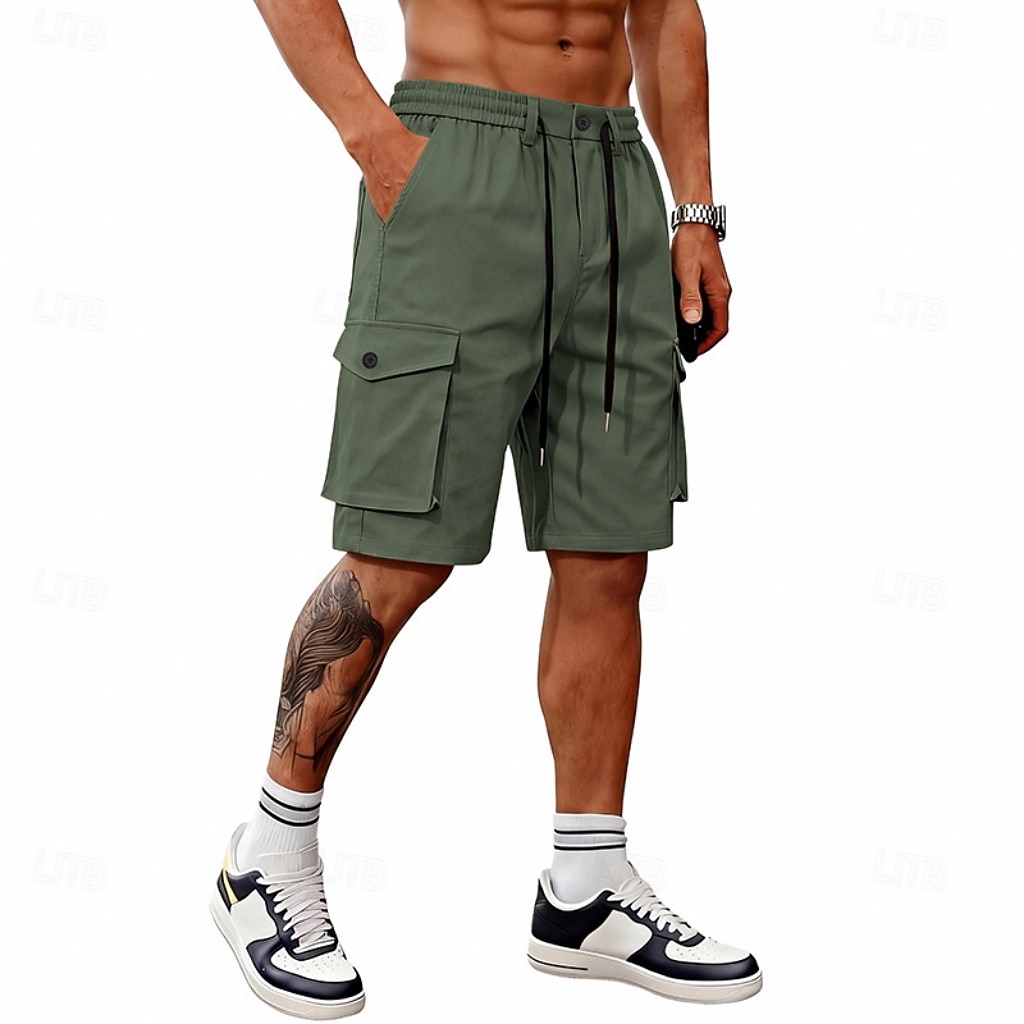 Men's Tactical Cargo Cargo Shorts Shorts Casual Shorts Drawstring Pocket Elastic Waist Plain Comfort Breathable Knee Length Casual Outdoor Beach Vacation Fashion Black Navy Blue Inelastic 2026 - $35.99 –P11
