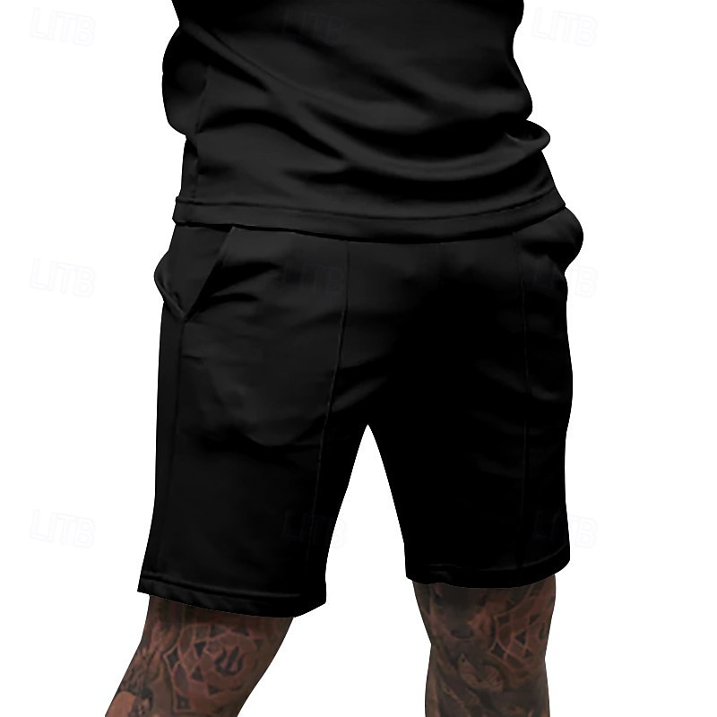 Voor heren Sweat short Korte broek Zomer korte broeken Casual korte broek Zak Elastische taille Effen kleur Comfort Ademend Knielengte Casual Buiten Vakantie Vakantie Modieus Zwart Wit Micro-elastisch 2026 - $17.99 –P13