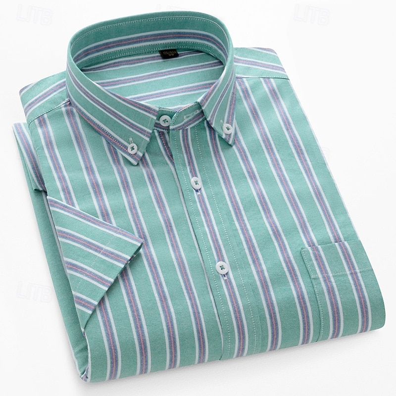 Homens Camisa Social Saia camisa de botão Camisa Oxford Bloco de cor Casual Diário Branco Amarelo Azul Marinha Azul Royal Manga Curta Aberto para a Lateral Verão Primavera Roupa Patchwork de 2026 por $36.99 –P8