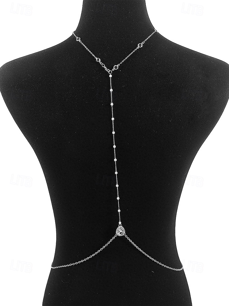 Damen-Körperkette mit tropfenförmigem Anhänger aus einer Legierung, gold-silbernes Rückenschmuckstück für Strandurlaub, Party-Abendgarderobe, rückenfreie Kleider und Resort-Styling 2026 - $11.99 –P8