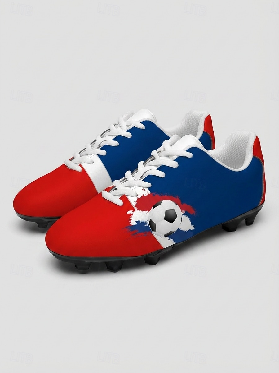 Men's France Lace-up Soccer Cleats, Red Blue Football Shoes, Fan Style Outdoor Turf Footwear for Training, Matches, Sports & Casual Wear 2026 - $59.99 –P1